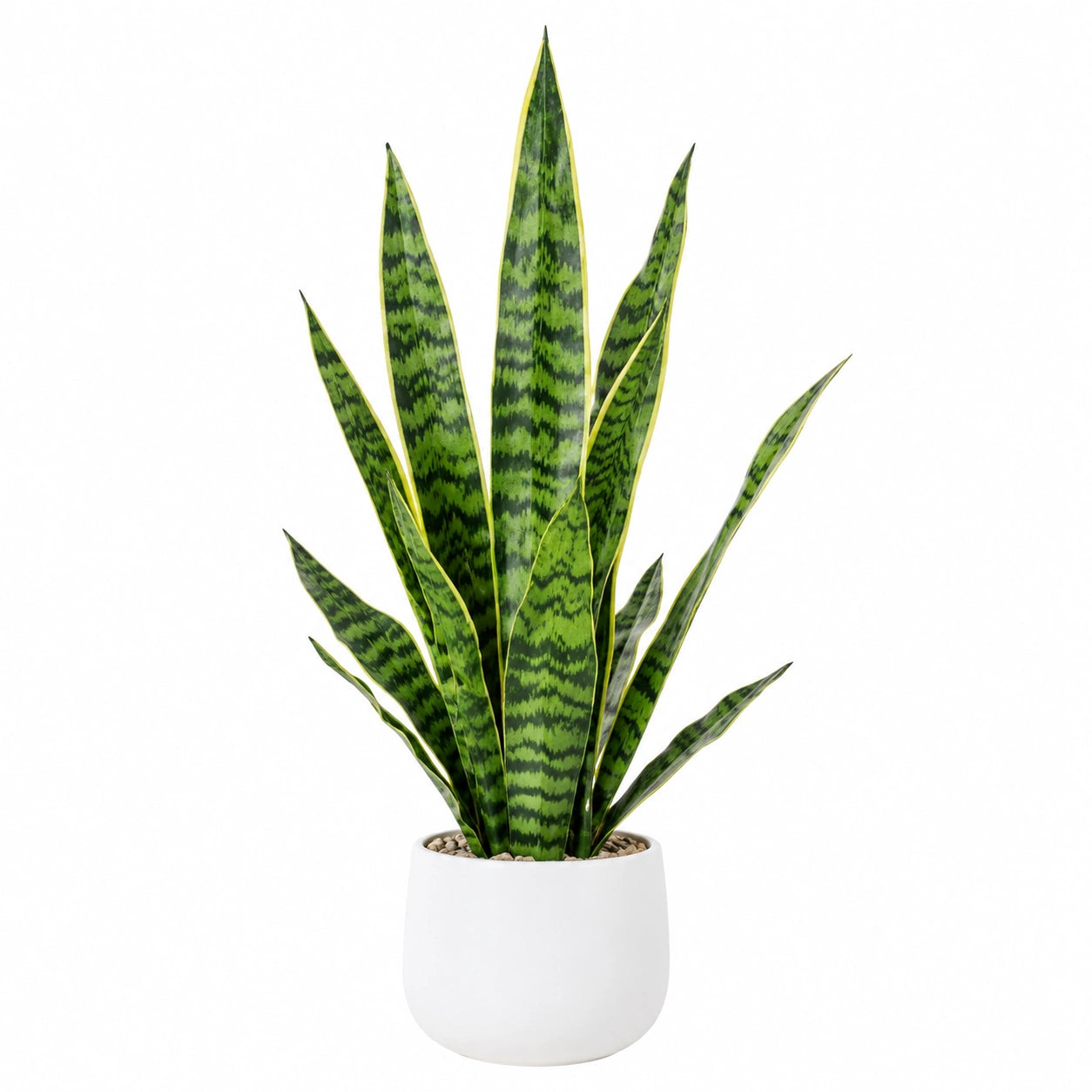 Plante Serpent Artificielle Vert avec Pot en Céramique Blanc