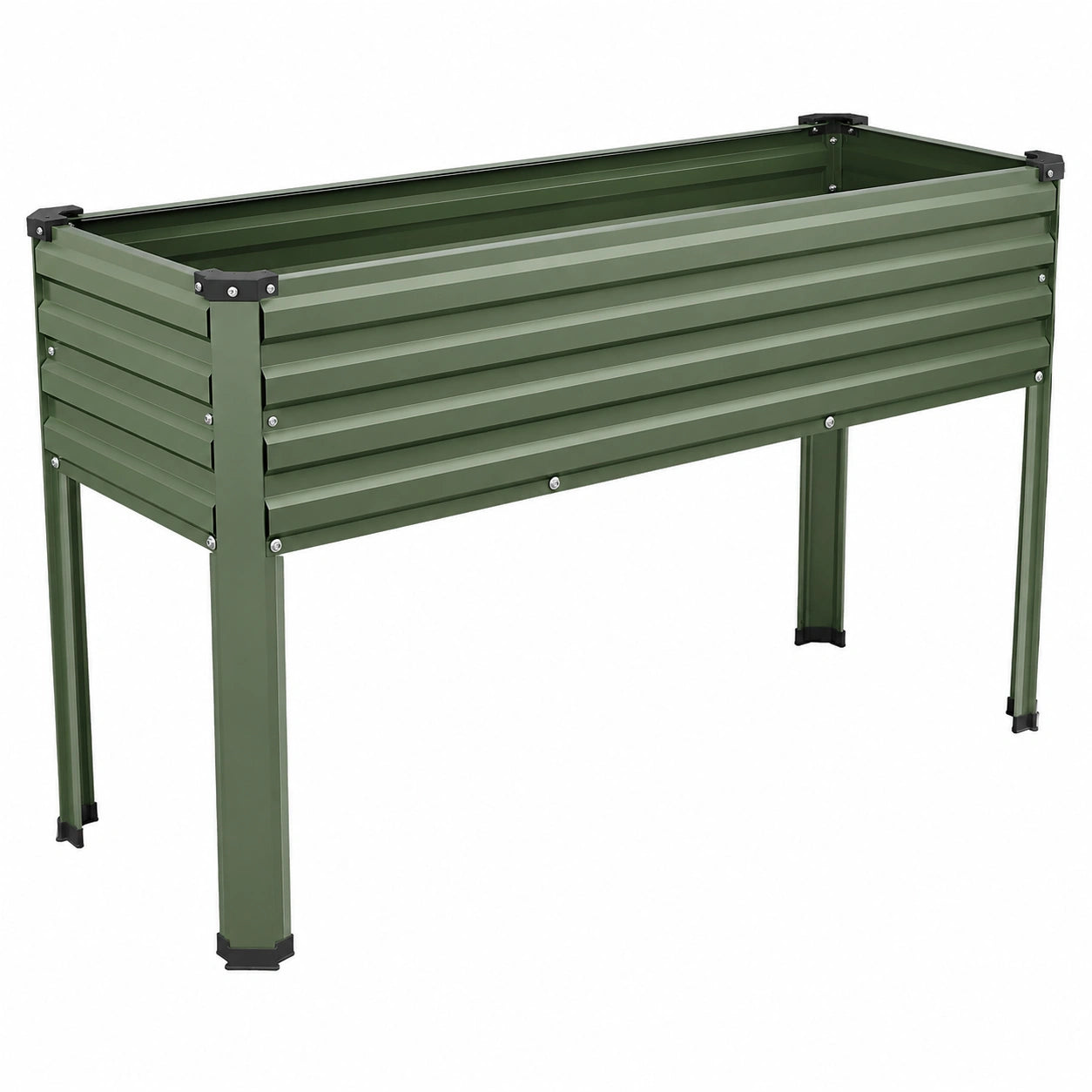 Jardinière surélevée en métal vert 100x40x80 cm