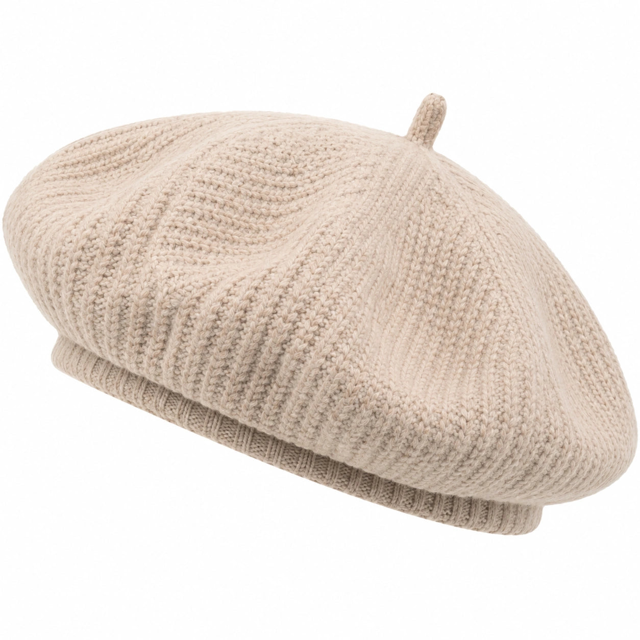 Béret tricoté doux beige