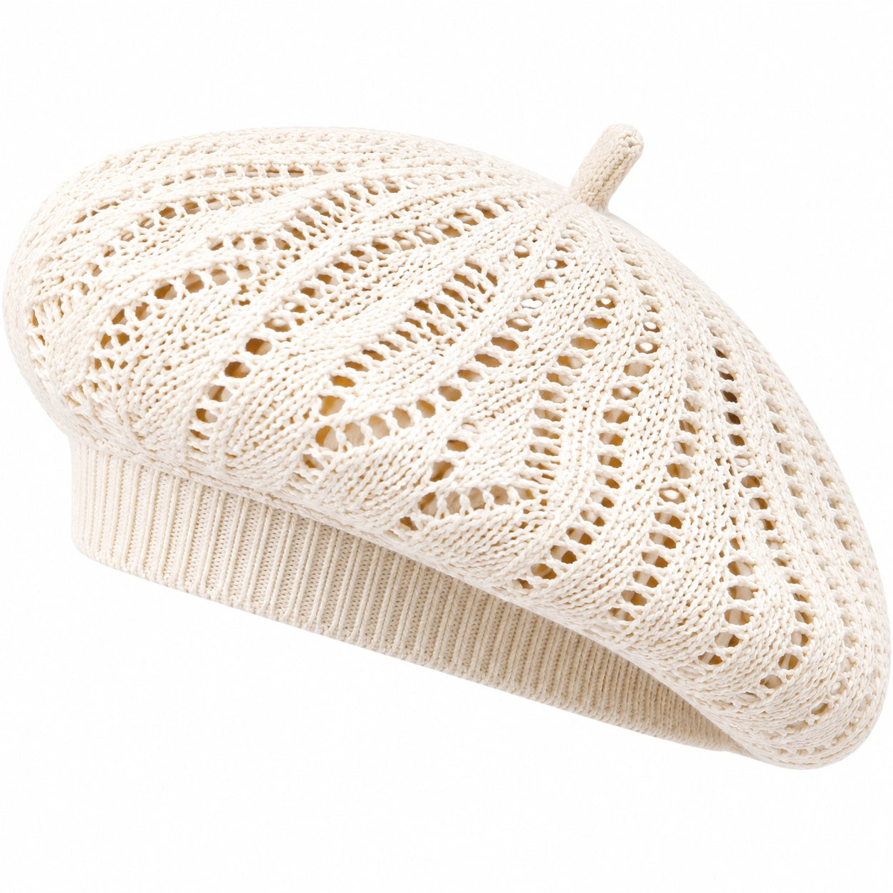 Béret Ajouré Écru Élégant