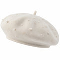 Béret crème avec perles et broderie