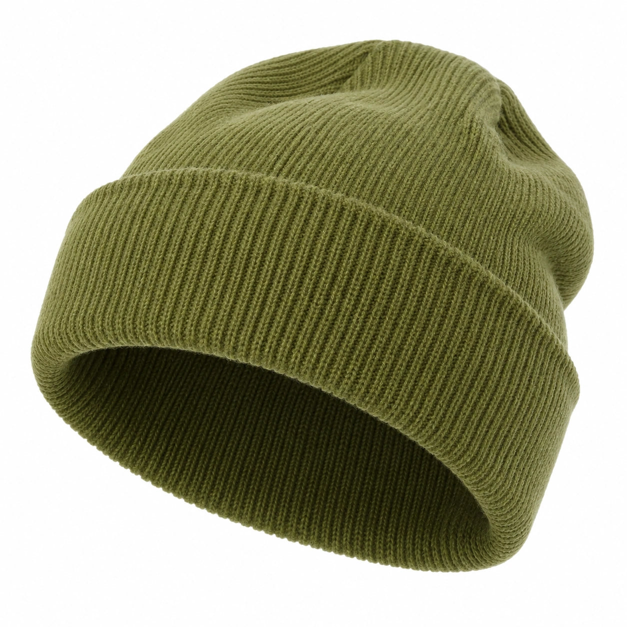 Bonnet en maille côtelée chaud kaki