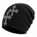 Bonnet en tricot noir avec motif croix