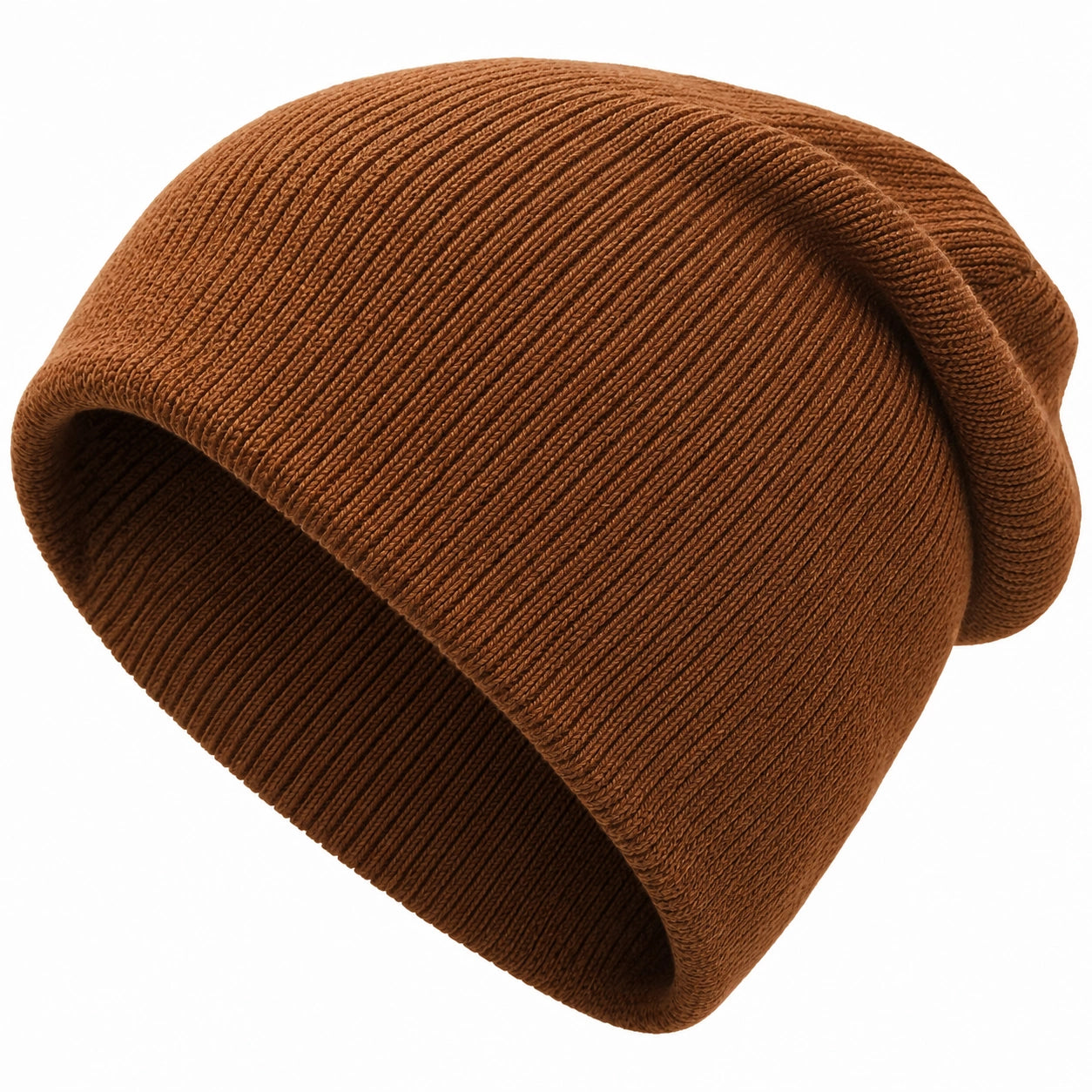 Bonnet en Maille Côtelée Marron