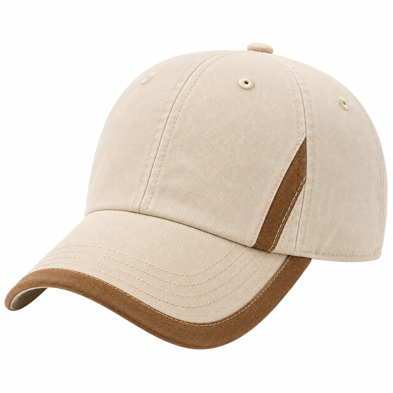 Casquette beige et marron ajustable à visière courbée
