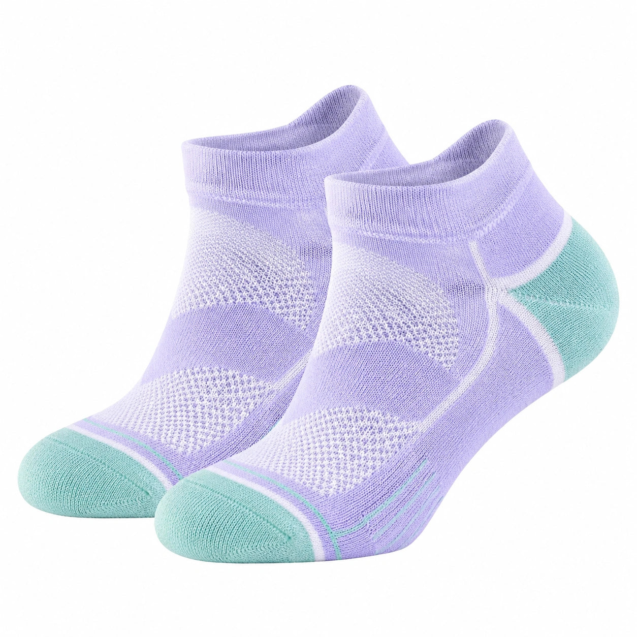 Chaussettes courtes respirantes violettes et vertes pour sportifs
