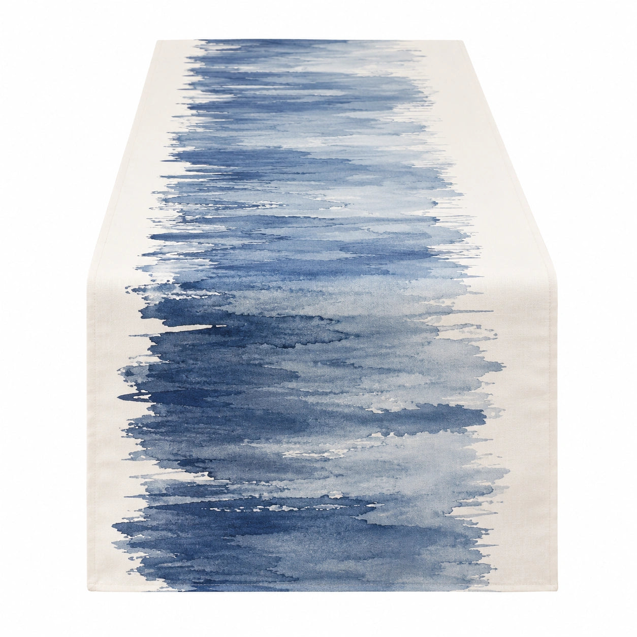Chemin de table bleu aquarelle 140x40 cm