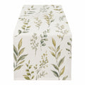 Chemin de table à motif floral beige et vert