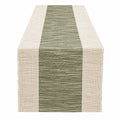 Chemin de Table Tissé Rayé Vert et Beige