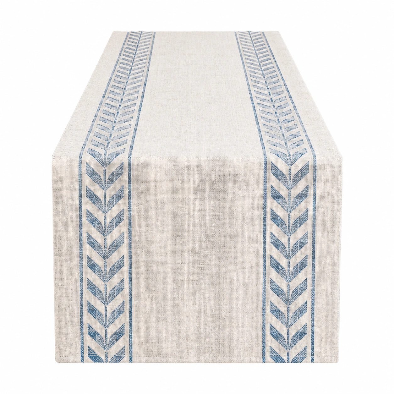 Chemin de Table Beige et Bleu avec Motifs Géométriques 180x35 cm