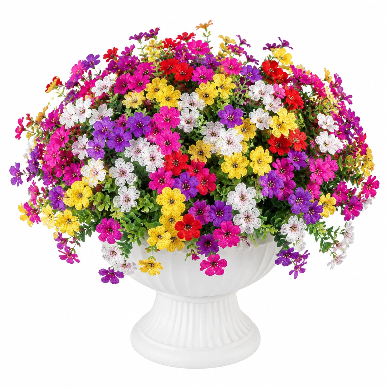 Arrangement Floral Artificiel en Pot Blanc Multicolore